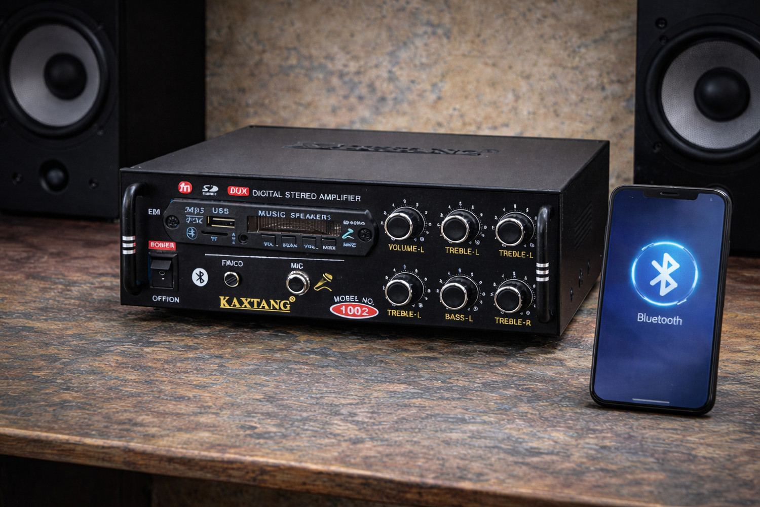 Image of KAXTANG DJ vistara 1002BT Full Black Digital Stereo With BT / USB / SD-Card /FM /AUX 5000 W AV Power Amplifier