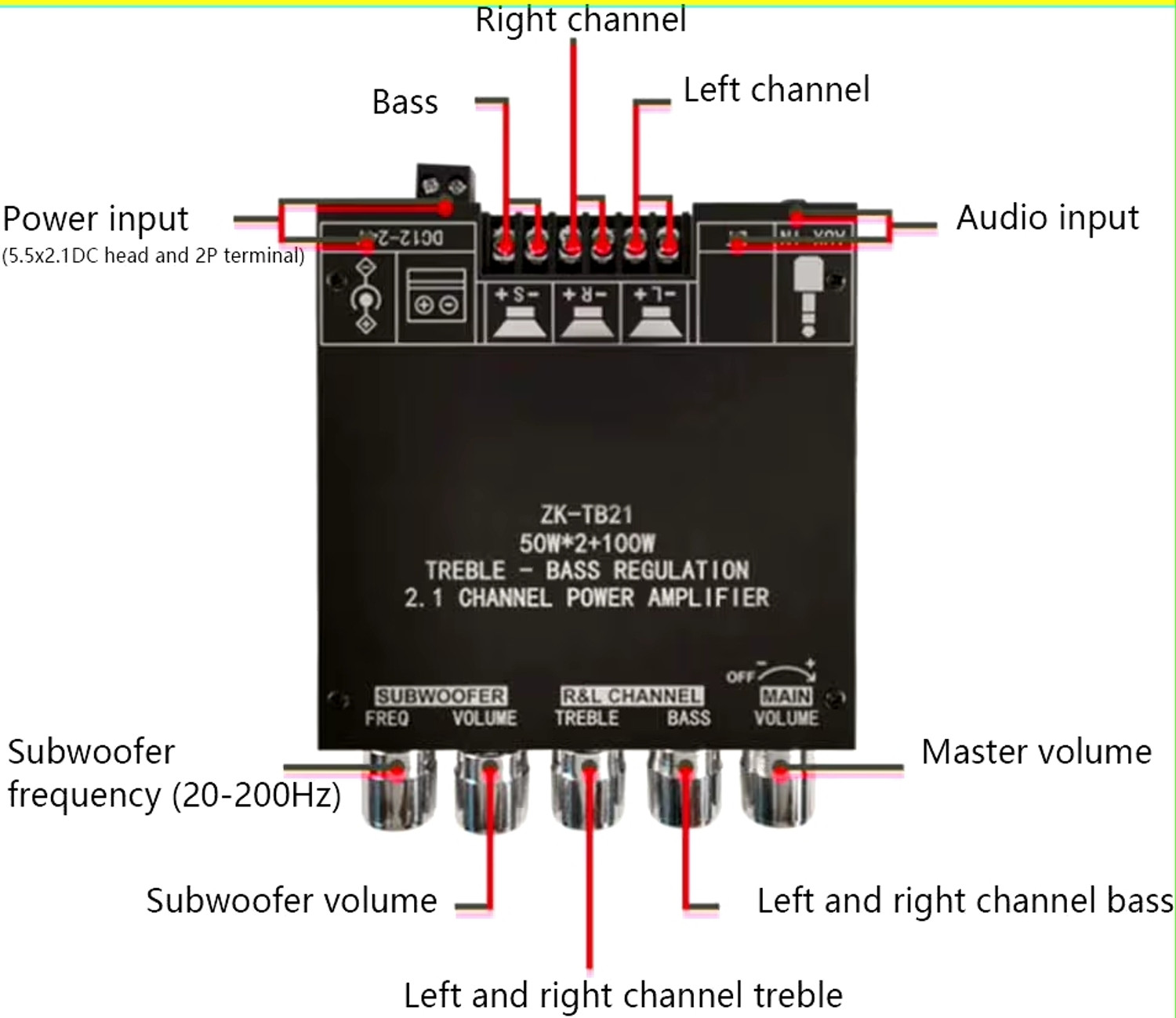 Image of WALFRONT ZK-TB21 200 W AV Power Amplifier