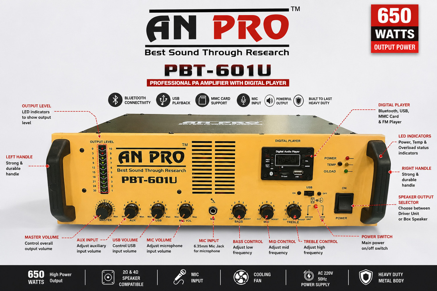 Image of Anpro PBT-601U 650 W AV Power Amplifier