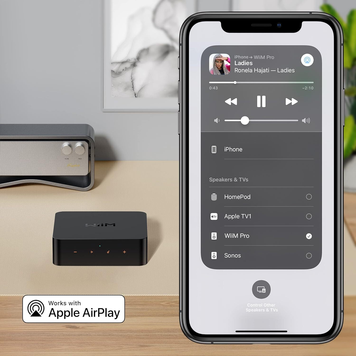 Image of Wiim Pro AirPlay 2 Receiver, Google Cast Audio, WiFi Multiroom Streamer Compatible 1.5 W AV Control Receiver