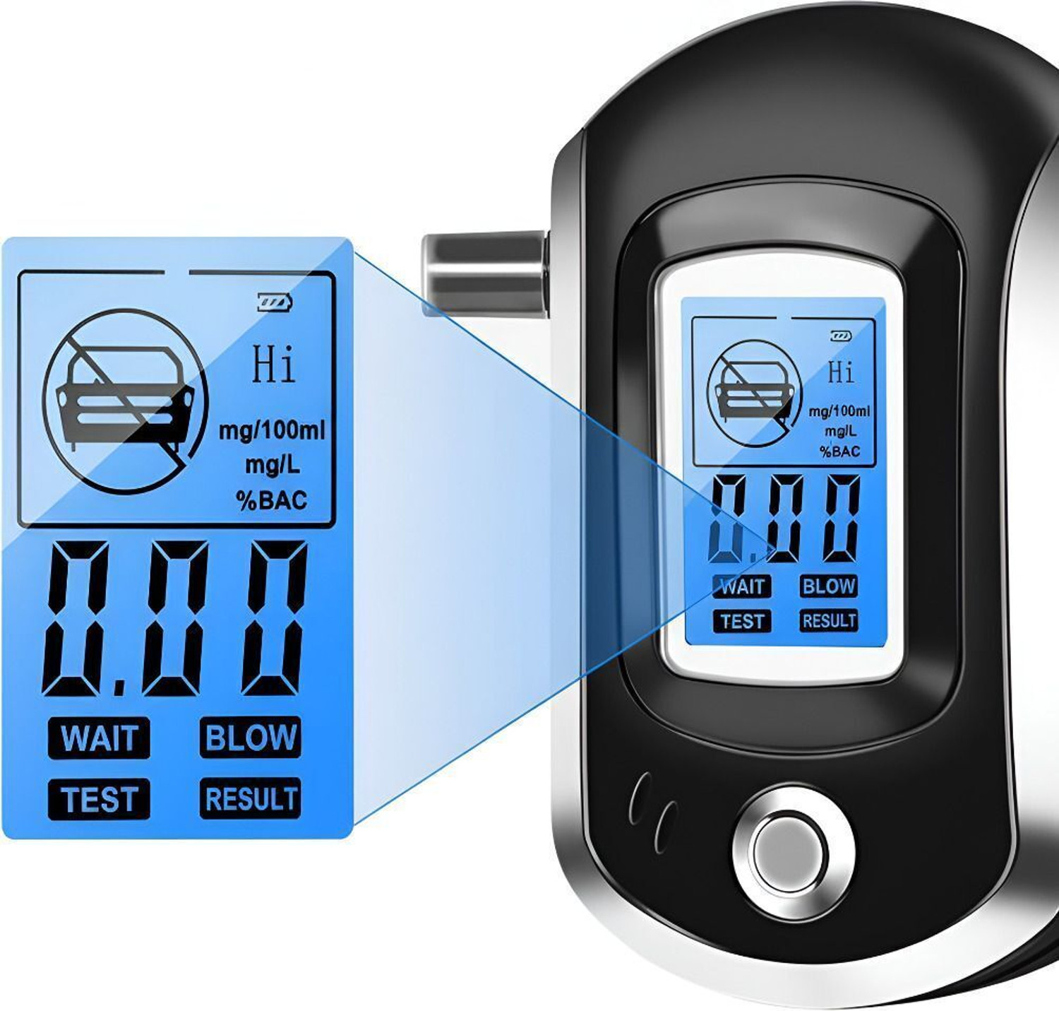 Image of D2N AT-6000 Digital Alcohol Tester Machine with LCD Screen Breath Analyzer Devices 9 Analytical Scale