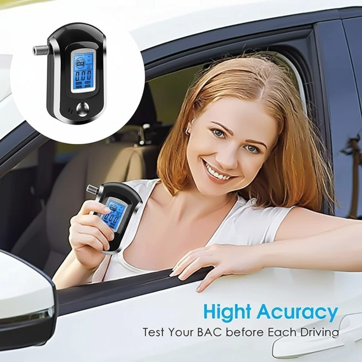Image of D2N AT-6000 Digital Alcohol Tester Machine with LCD Screen Breath Analyzer Devices 9 Analytical Scale