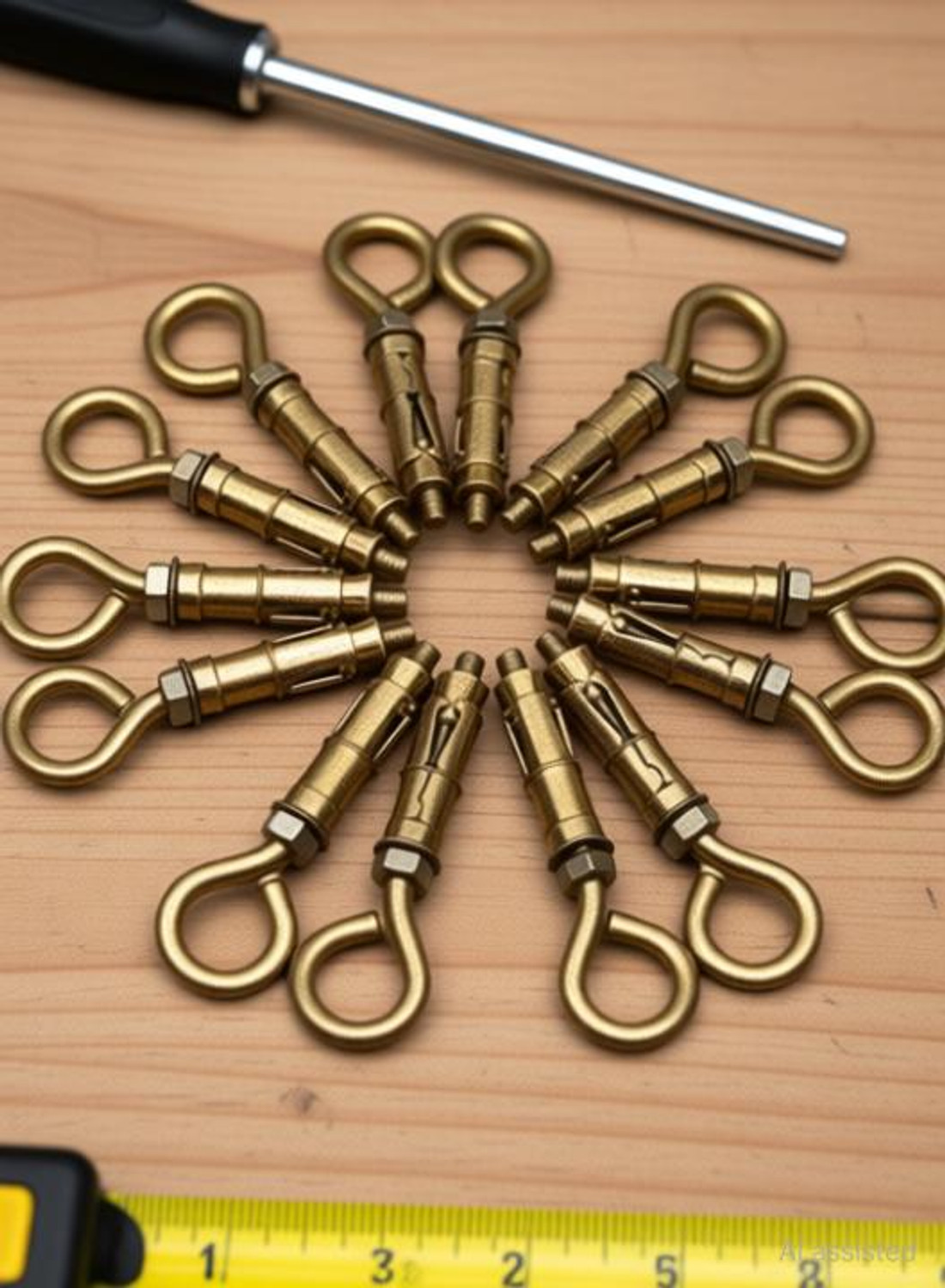 Image of Themujtaba (6mm) (12 pcs)Anchor Round Close Brass Hook Fasteners, Brass Best Hook Hollow Wall Anchor