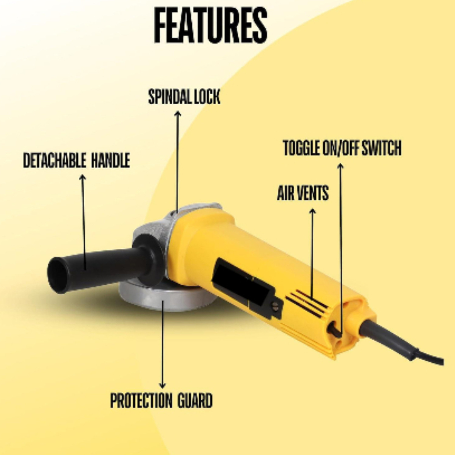 Image of RanPra 4 INCH ANGLE GRINDER| 6 HAND TOOL| 1 TCT | 1 DIAMOND| 2 CUTTING WHEEL| 2 REGMAL Angle Grinder