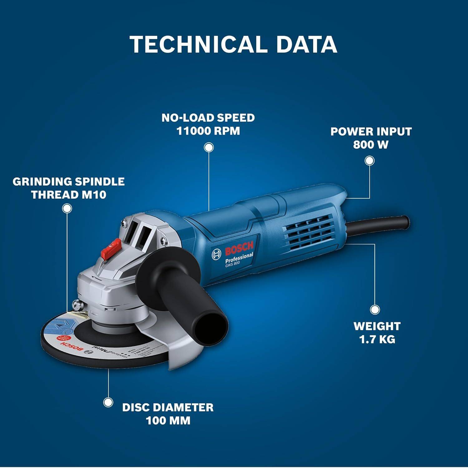 Bosch GWS 800 Professional Angle Grinder - Image 4