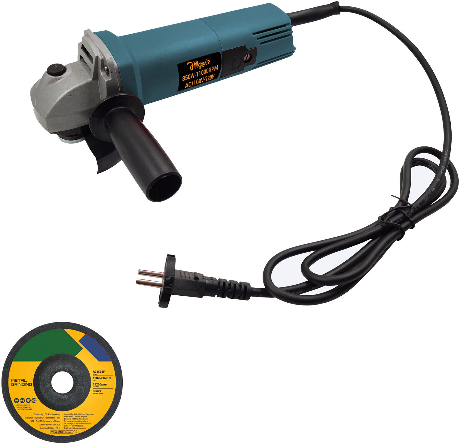 Image of Hillgrove HGCM933M1 4 inchinch Professional Heavy Duty Grinder Machine for Precision Cutting Angle Grinder