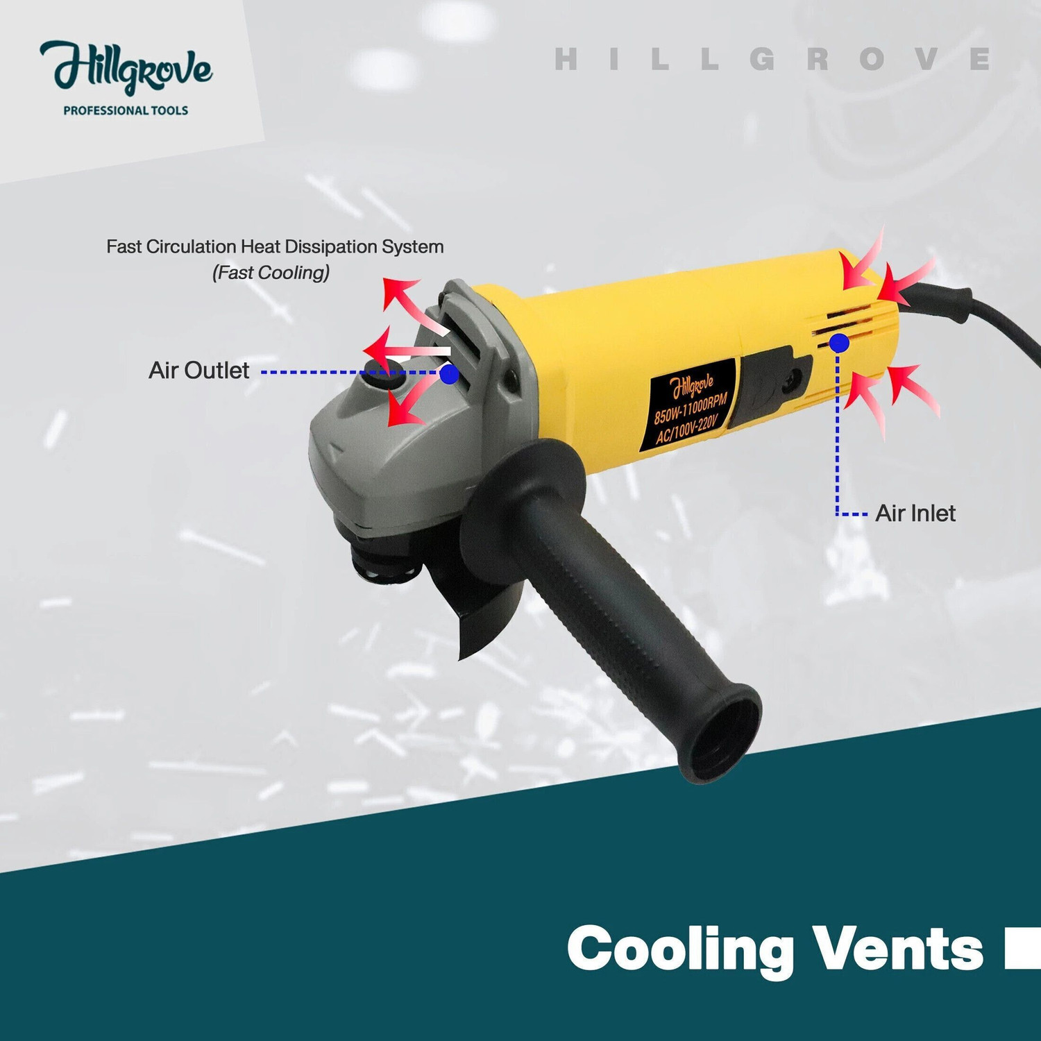 Image of Hillgrove HGANG1B1M1 Angle Grinder