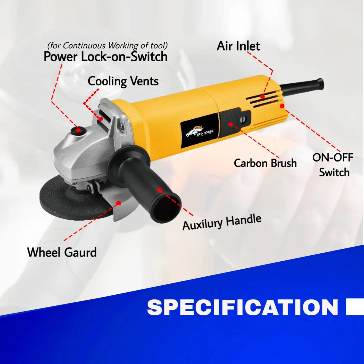 Image of RanPra COMBO OF 1Omm Drill Machine with 5pcs Drill bits and 4useable Blades and 4inch Angle Grinder Hammer Drill