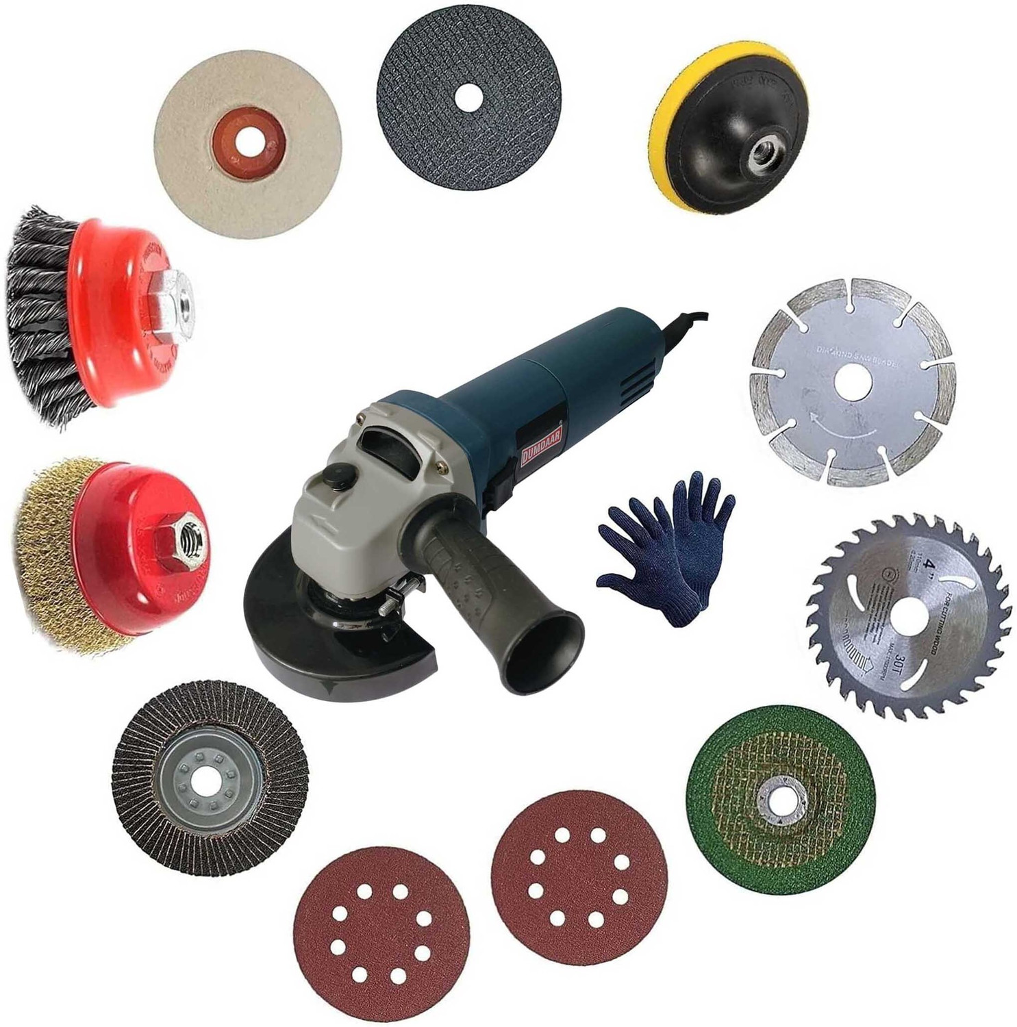 Image of DUMDAAR DM6 Electric Sliding Angle Grinder machine 950W with Multi type 11pc wheels Angle Grinder