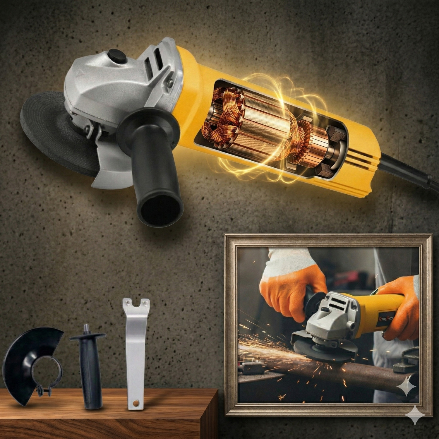 Image of RanPra 801 ANGLE GRINDER 100% COPPER ARMATURE HEAVY DUTY 4INCH /100MM ANGLE GRINDER | Angle Grinder