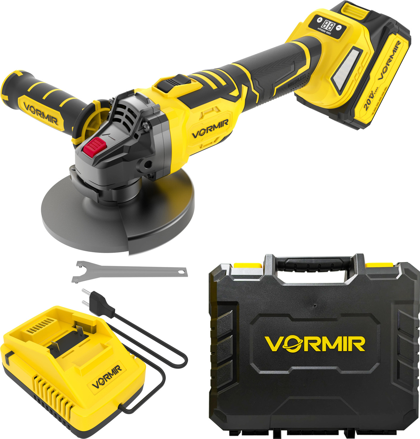 Image of iBELL VORMIR VR BA21-65 20V Cordless Angle Grinder Brushless,650W,100mm Disc,9000 RPM, Angle Grinder