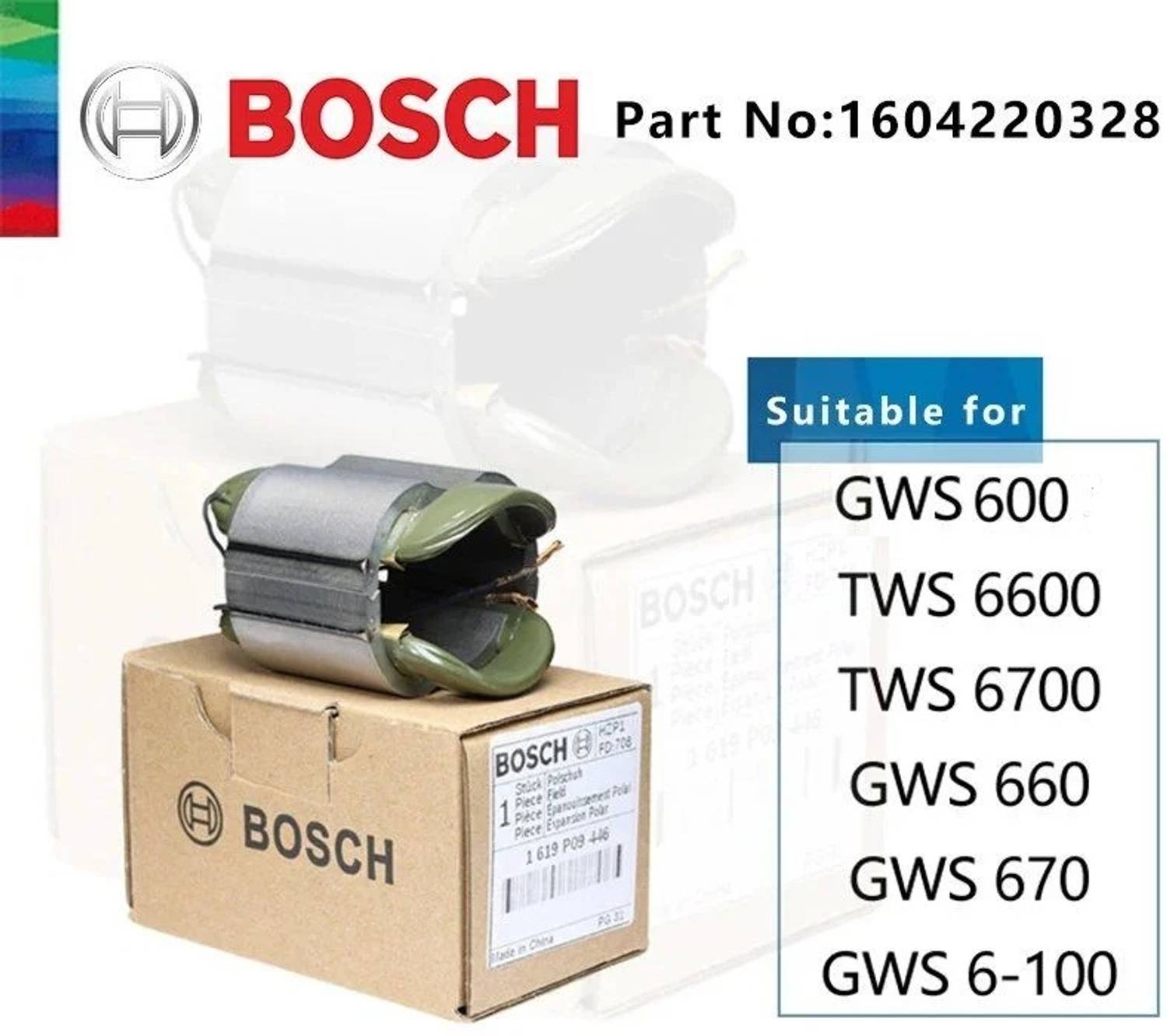 BOSCH Field coil (stator) for GWS600 angle grinder , Part No-1604220328 Angle Grinder