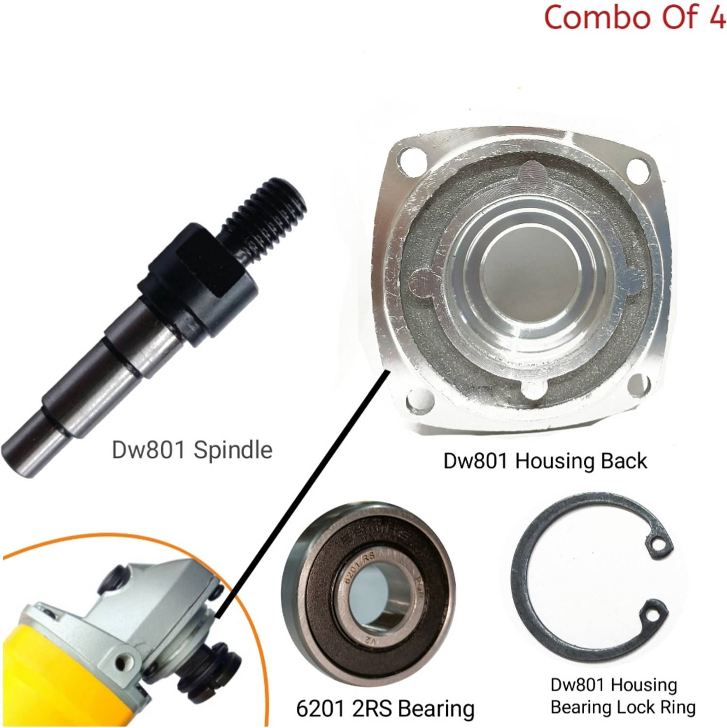 HOXIUL Deawlt DW801 Spare Parts Housing, 6201 Bearing, Circlip
