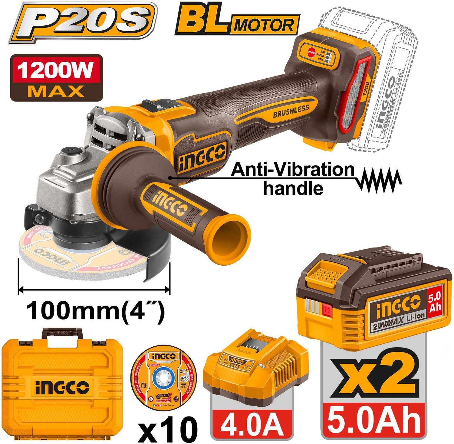 Image of INGCO CAGLI2120232 Angle Grinder