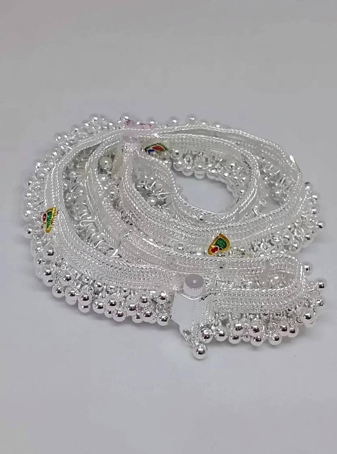 BHORIWAL Beautiful Silver Plated Bridal Payal For Women One Pair Alloy Anklet