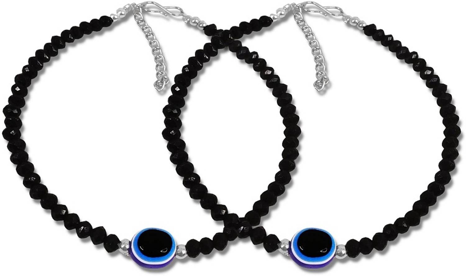 Airtick (1 Pair) Adjustable Single Evil Eye Moti Nazariya Leg Pajeb/Payal Chain Anklets Stone Anklet