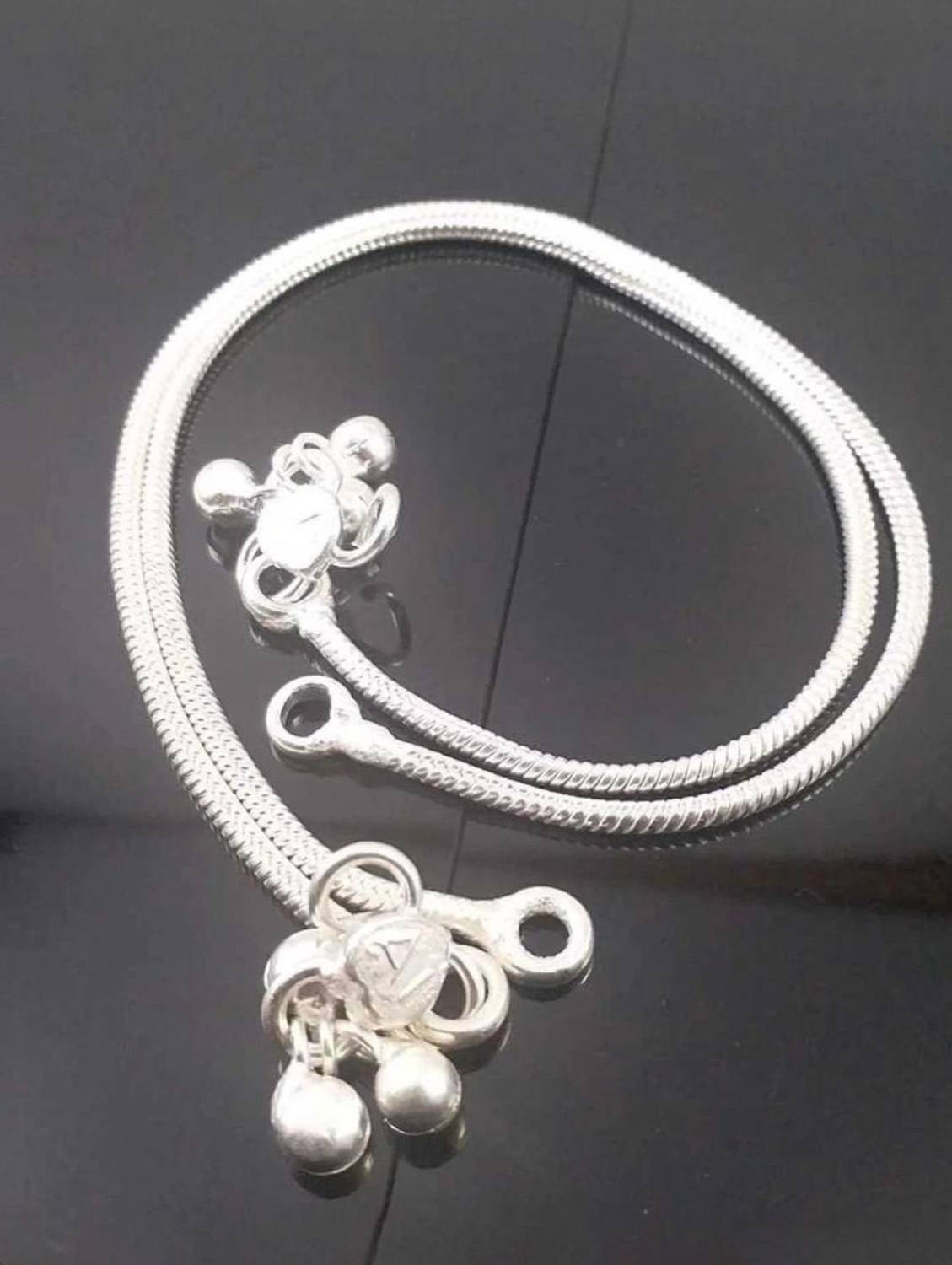 AANYACRYSTAL Plain Gol Chain ( 168 ) Sterling Silver Anklet