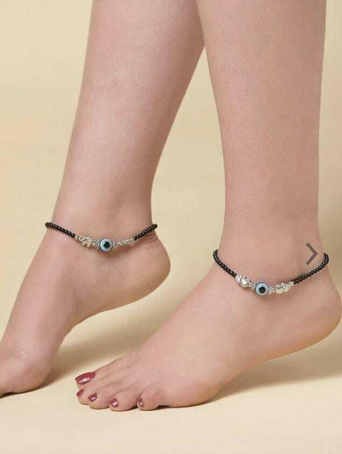 Image of AGASTYA CREATIONS Evil Eye and Elephant Alloy Anklet