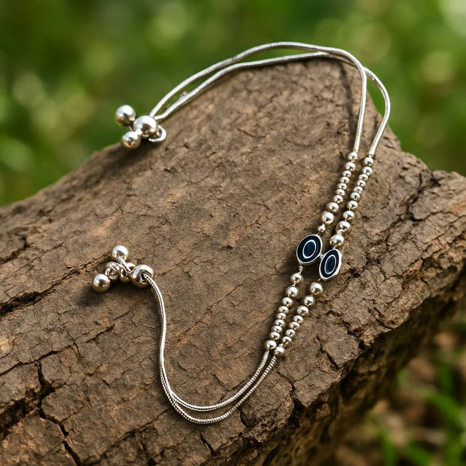 Atulenterprises Elegant Silver Evil Eye Anklet for Women Adjustable Protection Charm Payal Metal Anklet