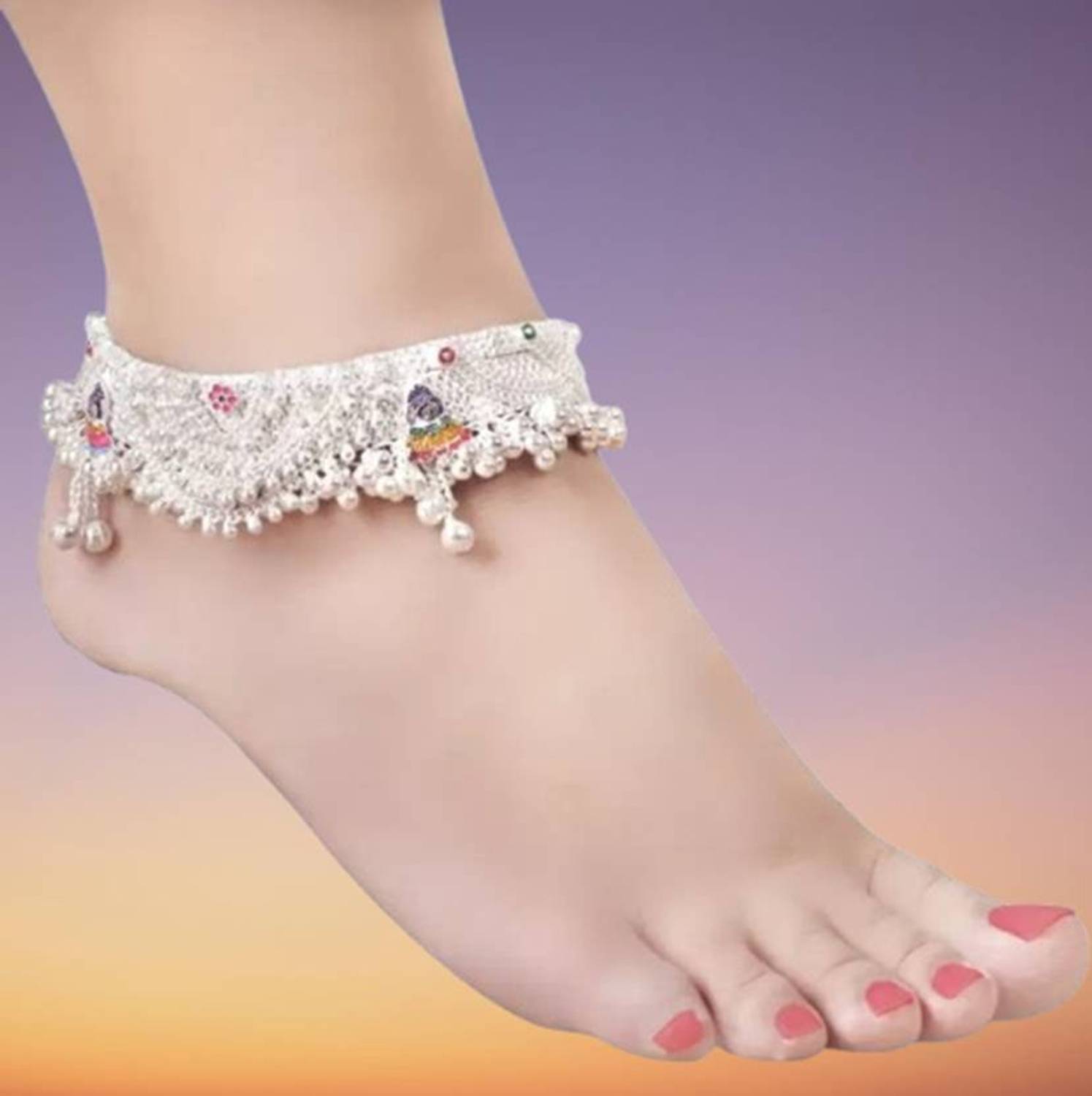 BEANBILLS Traditional Ethnic Heavy Bridal Fancy work Anklet/Payal/Pajeb Alloy Anklet