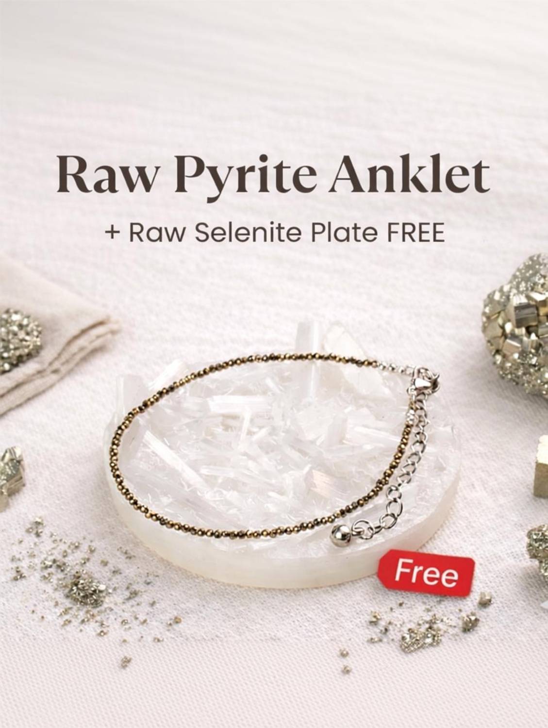 Aangan Aura Raw Pyrite Anklet | Stone of Money, Protection & Power Crystal Anklet