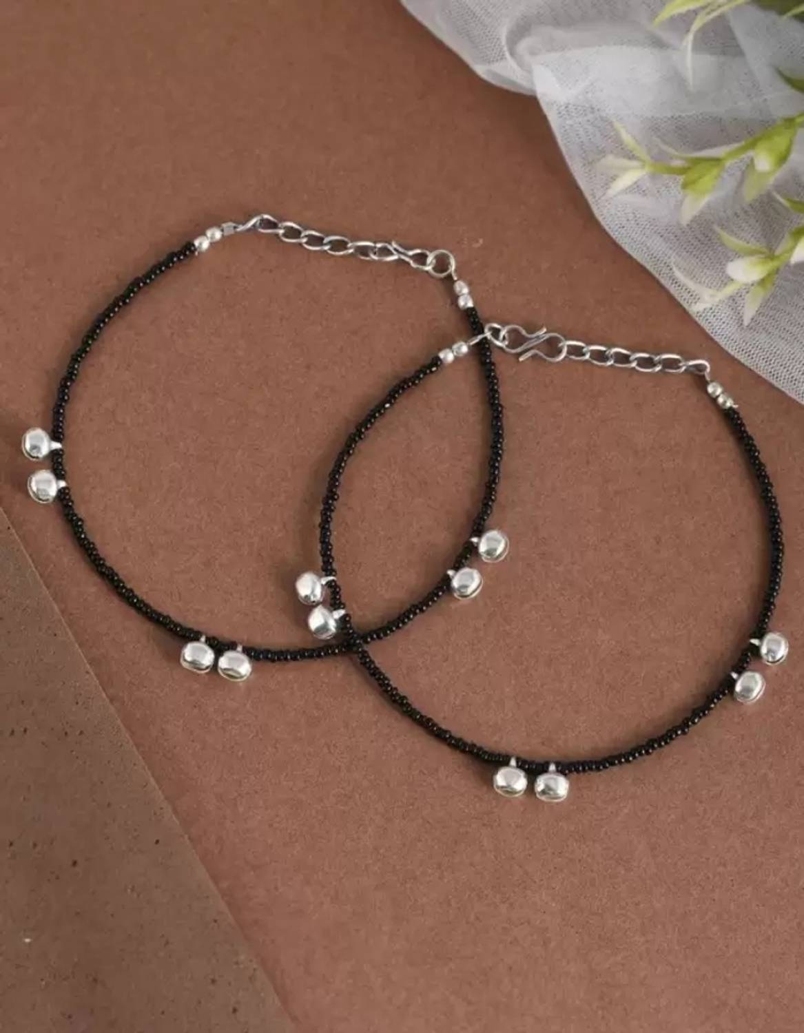 18 Fashion Street Pair of 2 Crystal Anklets With Ghungroo Crystal Anklet
