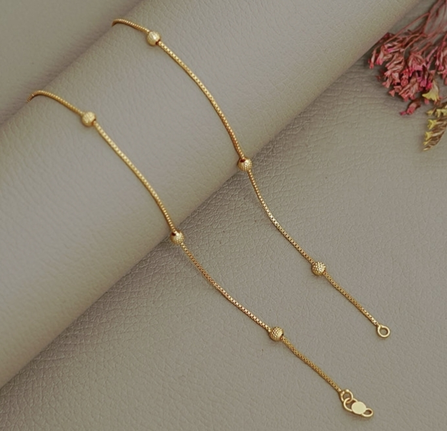 Image of SaveriGroup Daily Wear Gold Plated Anklets 11 Inches For Women and Girls Brass Anklet