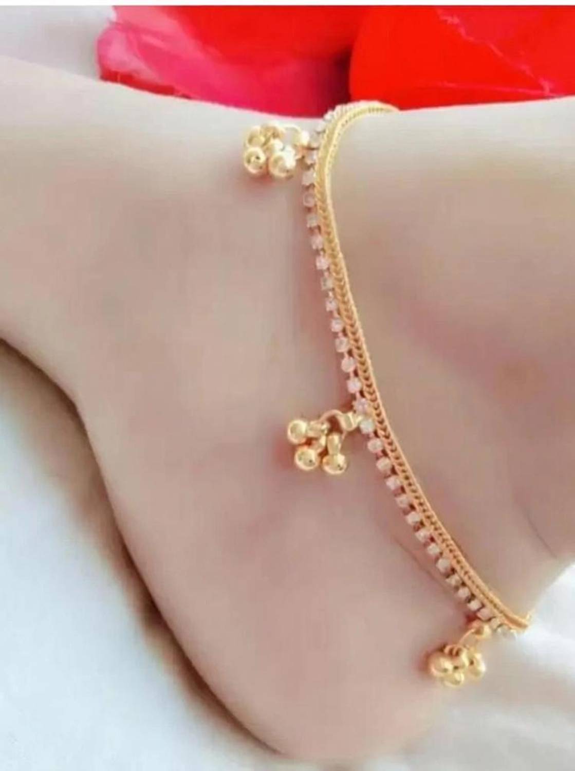 AamNa Enterprises Gold Plated Anklet/white mania for Women and Girls Alloy Anklet