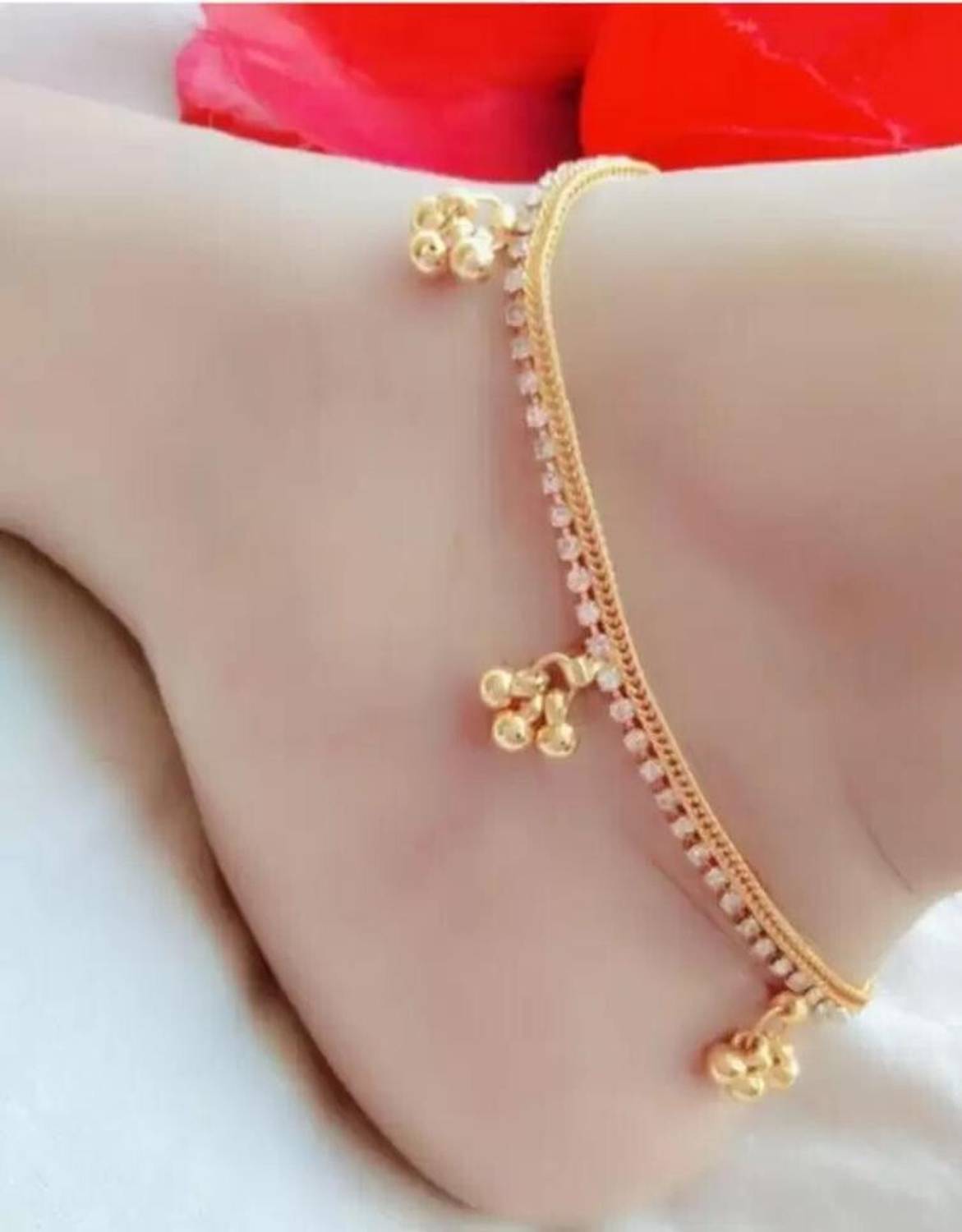 BhoriwalAndSons Gold Plated Anklet/white mania for Women and Girls Alloy Anklet