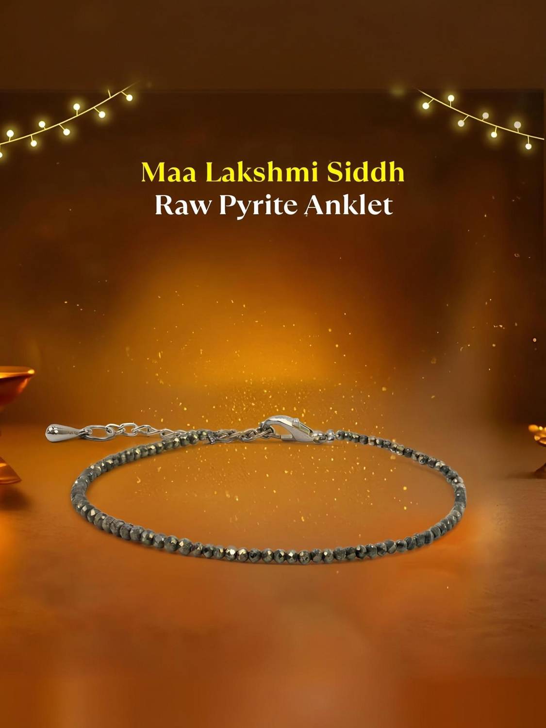 Aangan Aura Raw Pyrite Anklet Stone of Money, Protection & Power for Women Crystal Anklet