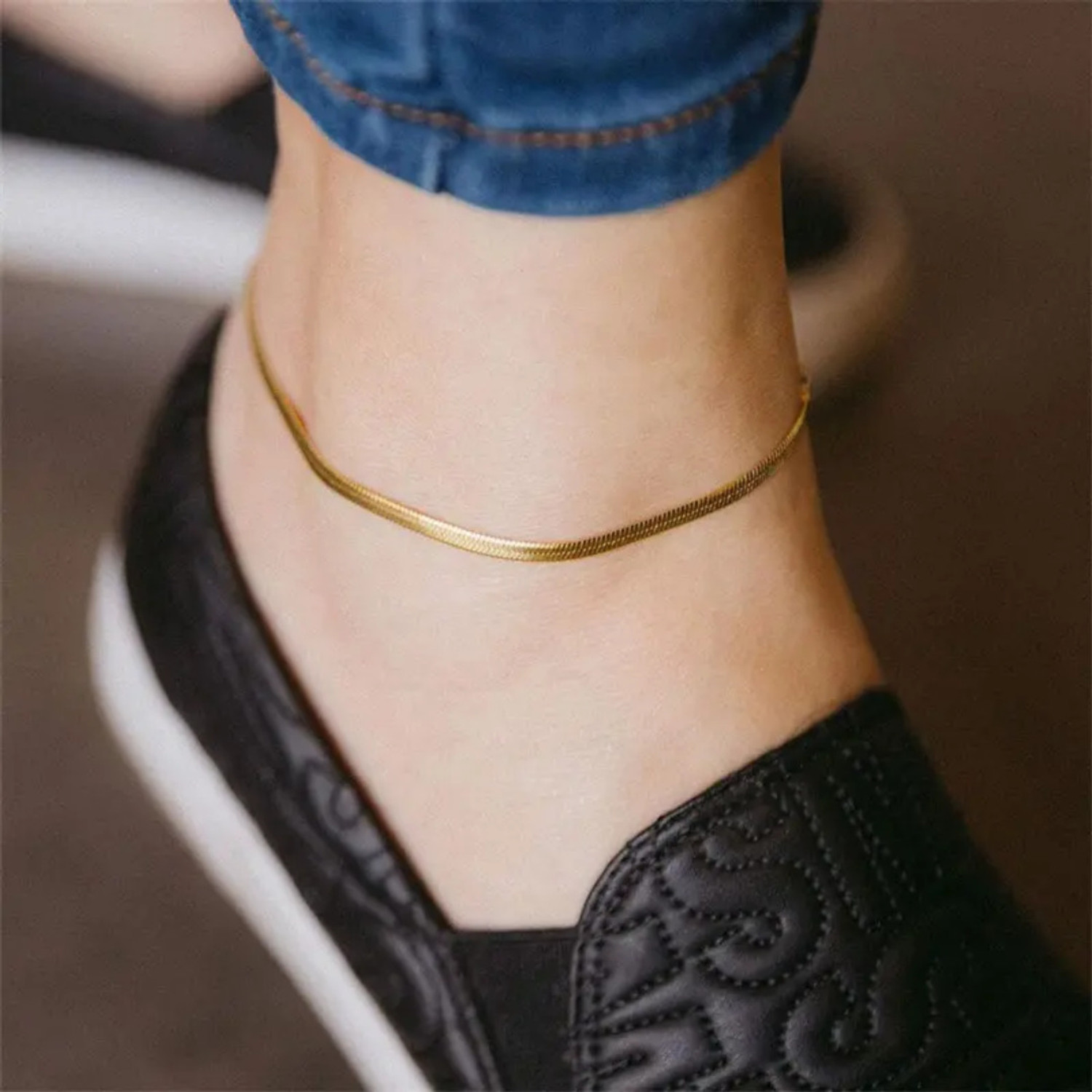 Image of Devora Anklet For Women Stylish Golden Payal Anklets For Girls leg chain jewellery Stainless Steel Anklet