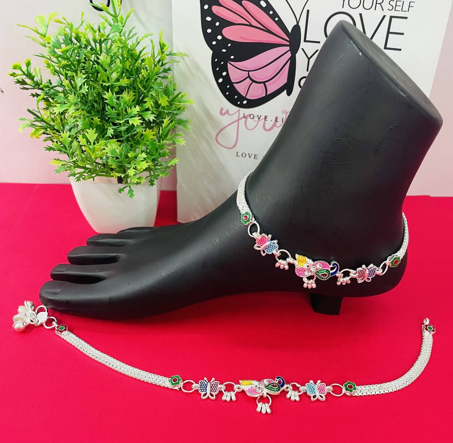 AamNa Enterprises Gota Chandi Bridal Anklet Payal Pajeb leg anklet Alloy Anklet