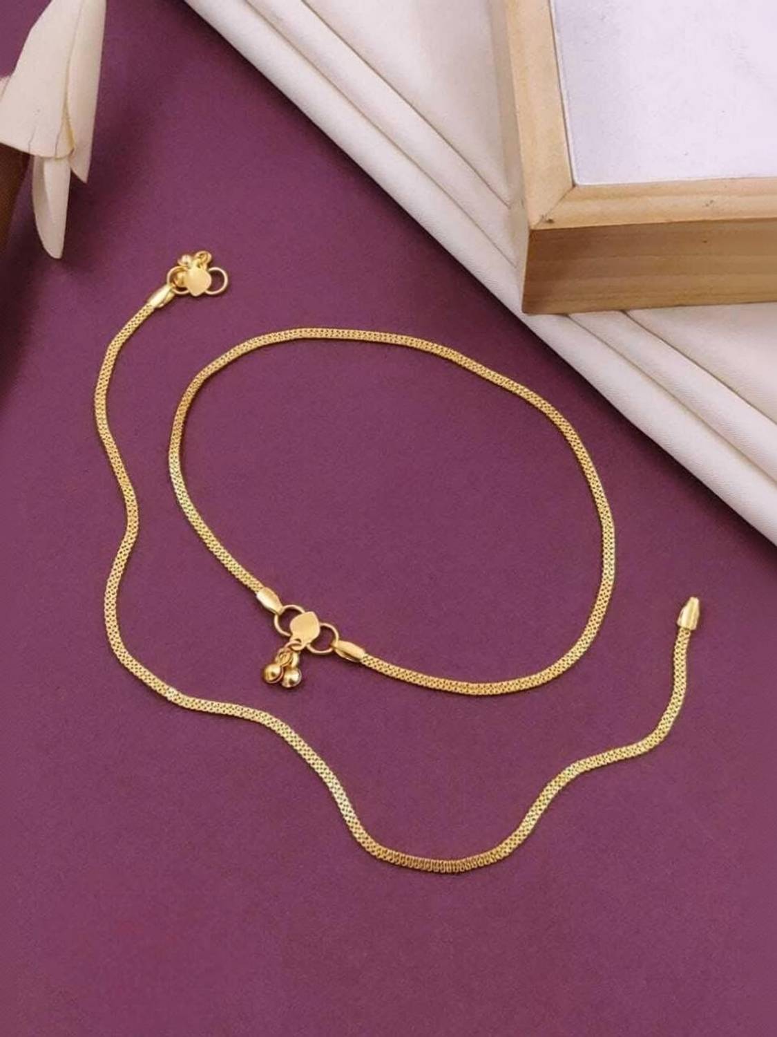 Algita Elegant Gold-Tone Minimalist Anklet with Charms Alloy Anklet