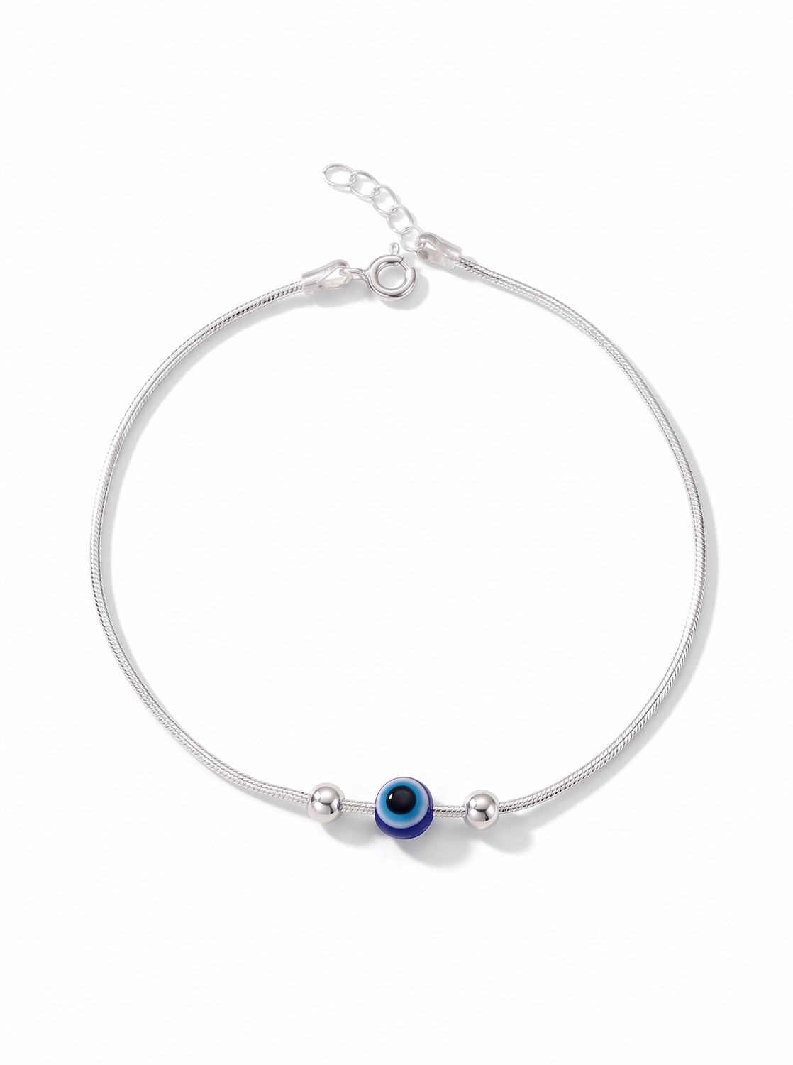 Image of 925 SILLER 925 Pure Silver Evil Eye Anklet| Payal Sterling Silver Anklet