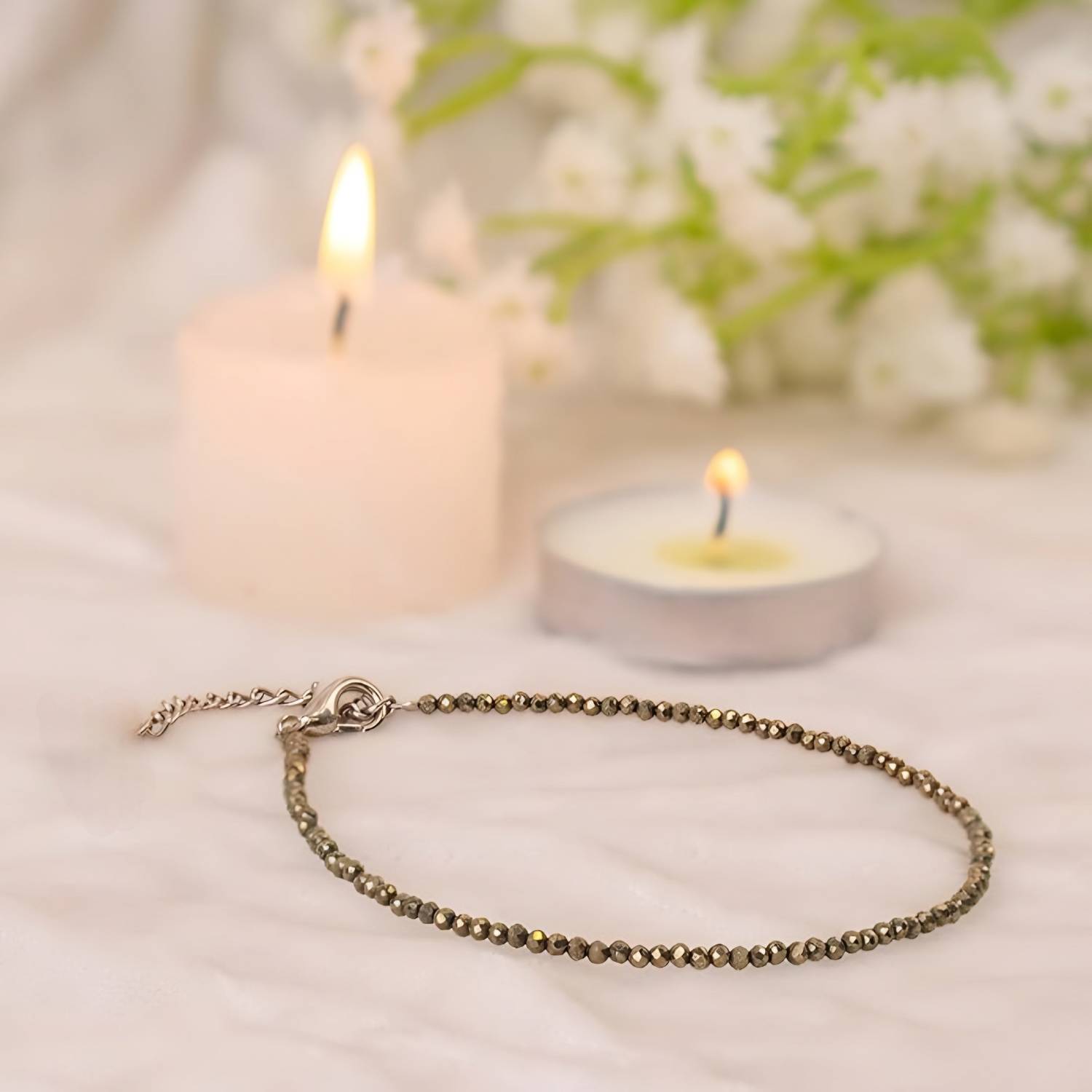 Aangan Aura Raw Pyrite Anklet | Stone of Money, Protection & Power Crystal Anklet