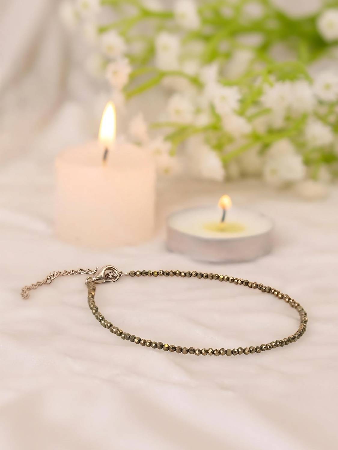 Aangan Aura Raw Pyrite Anklet for Money Attracting Crystal Healing Jewelry Crystal Anklet