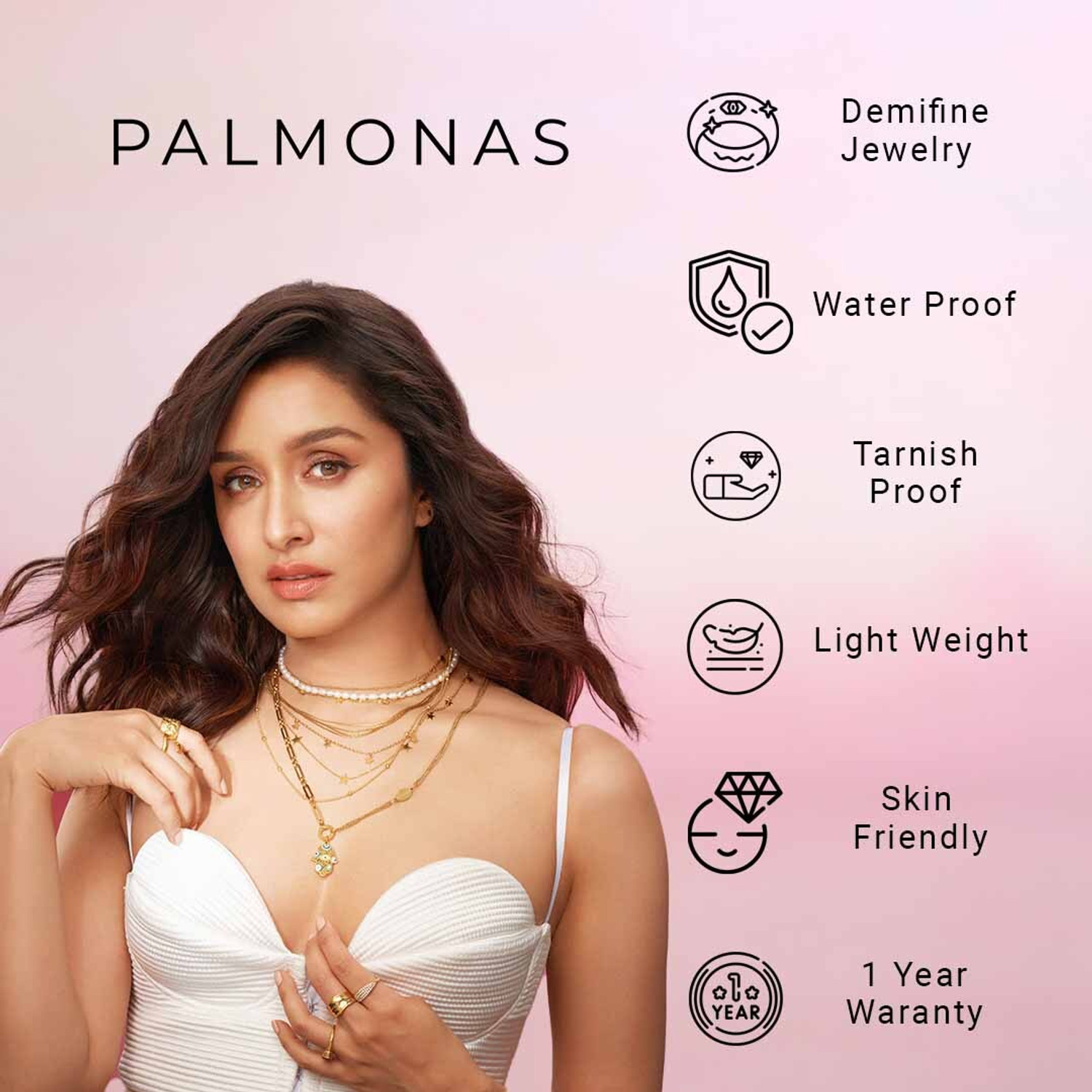 Image of PALMONAS Stainless Steel Gold-plated Gold Jewellery Set