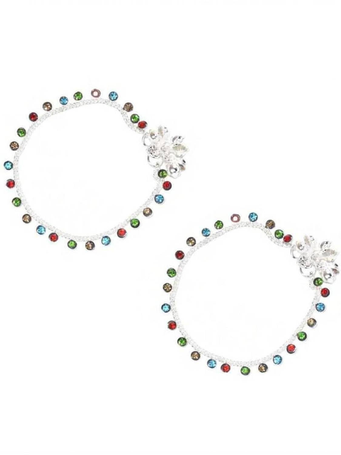 AamNa Enterprises Multicoloured Stone Hanging For Kids 1 to 5 Years Stainless Steel Anklet