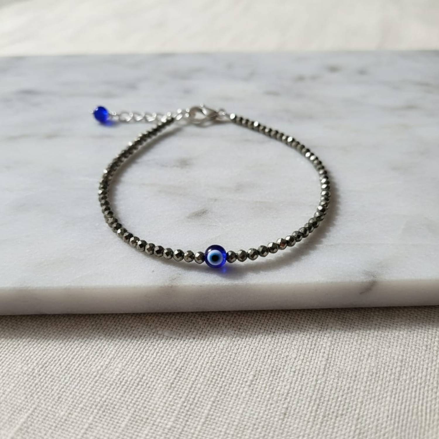 Aangan Aura Pyrite Evil Eye Anklet Crystal Anklet