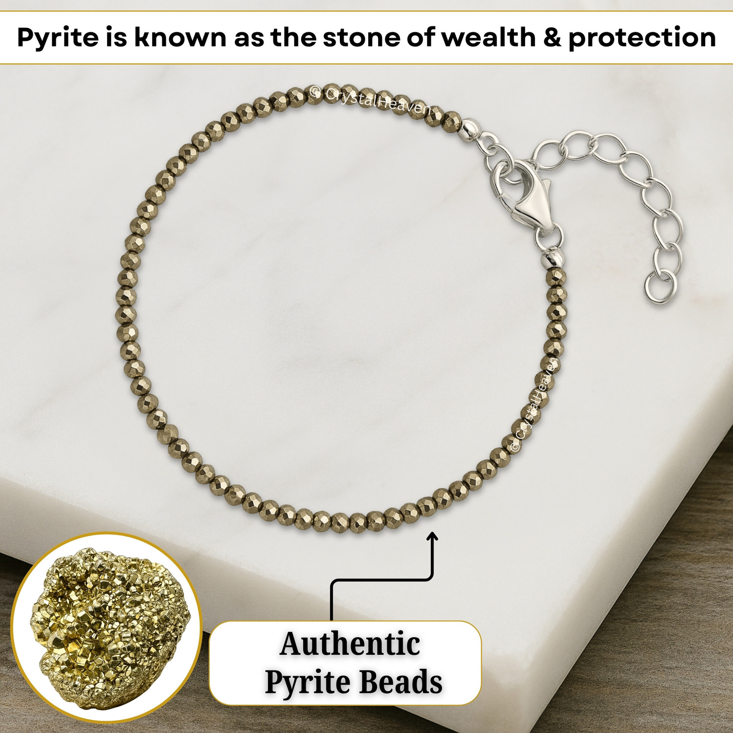 Image of Crystal Heaven Certified Pyrite Anklet for Women - Money Magnet Raw Pyrite Crystal Anklet