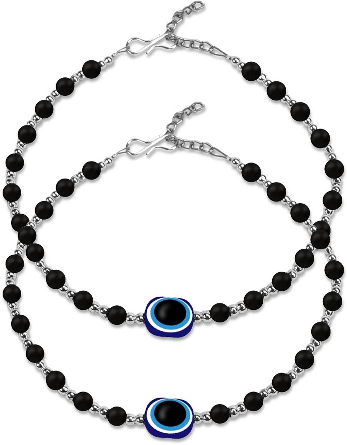Airtick JAA0013 1 Pair Adjustable Single Evil Eye Moti Nazariya Leg Payal/Pajeb Anklets Stone Anklet