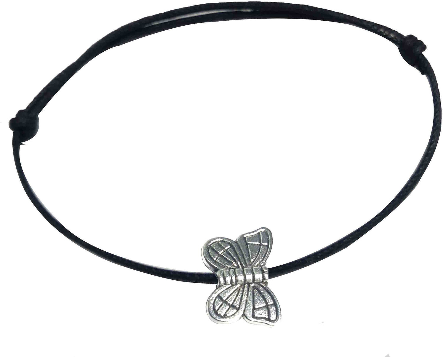 Image of Gurjari Jewellers Adjustable Black Thread Anklet with Oxidised BIG Buterfly Brouch for Girls Cotton Dori, Metal Anklet