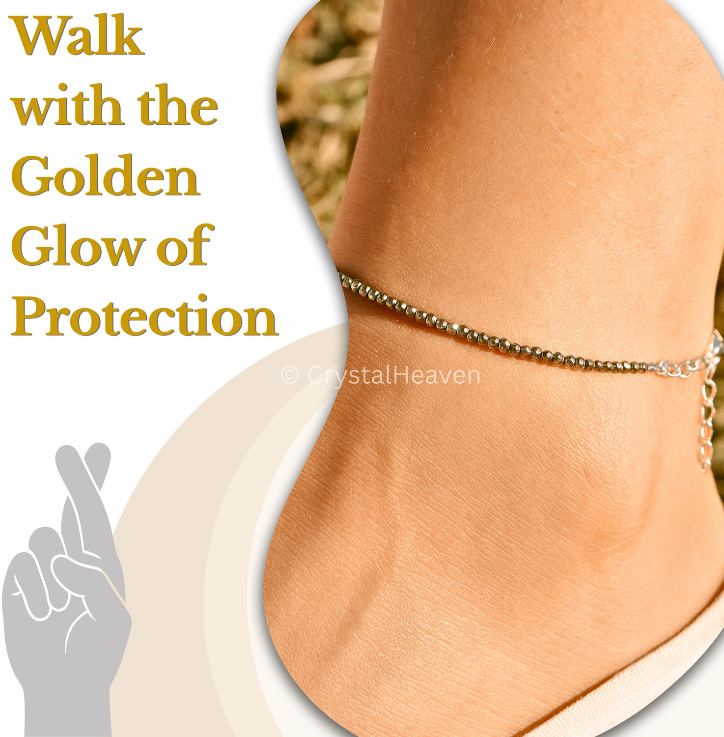 Image of Crystal Heaven Certified Pyrite Anklet for Women - Money Magnet Raw Pyrite Crystal Anklet