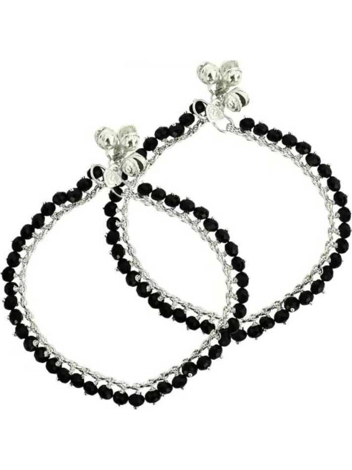 AANYACRYSTAL Anklet for girls & women.,......Black Sigaaro crystal Stainless Steel Anklet