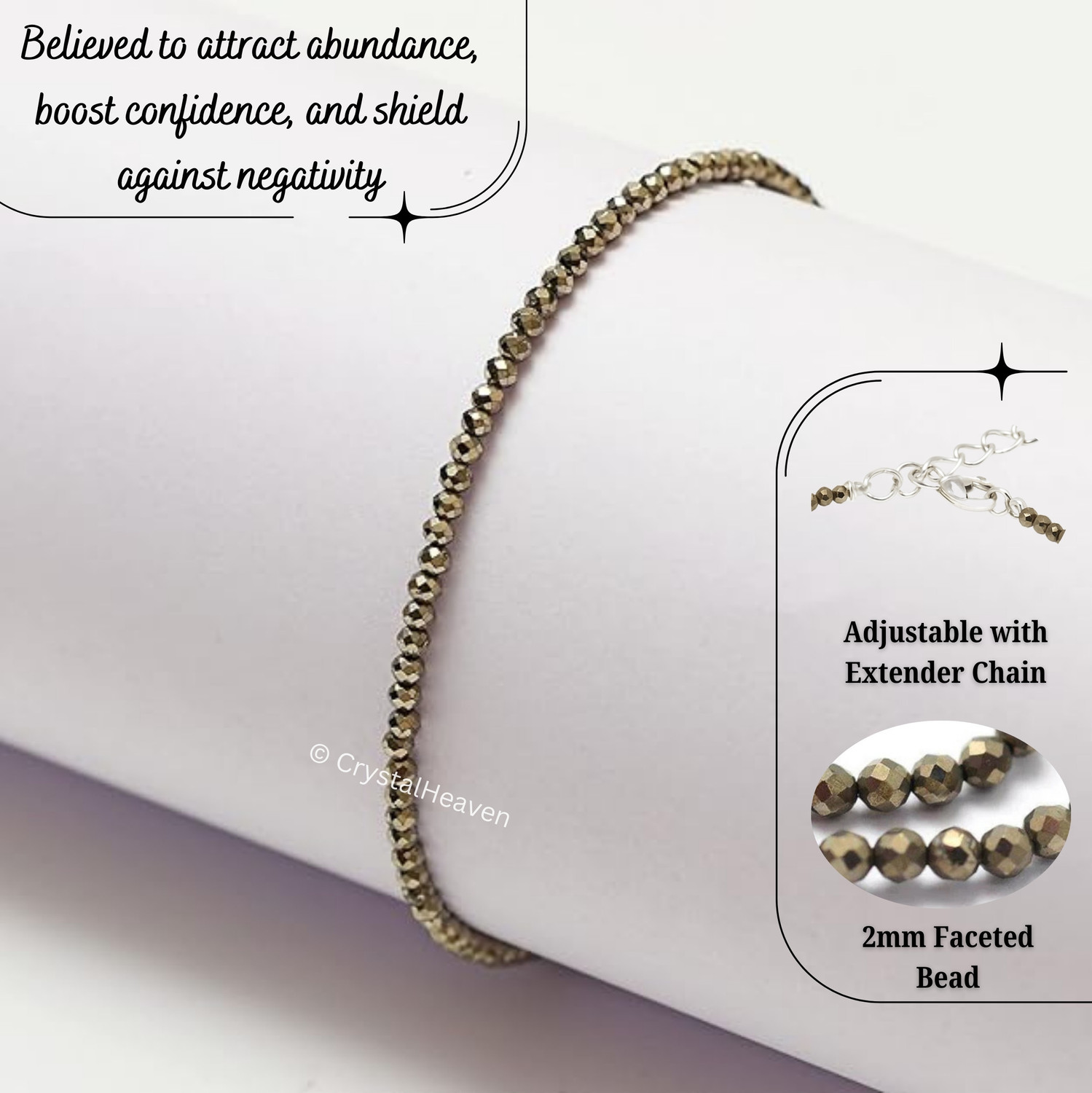 Image of Crystal Heaven Certified Pyrite Anklet for Women - Money Magnet Raw Pyrite Crystal Anklet