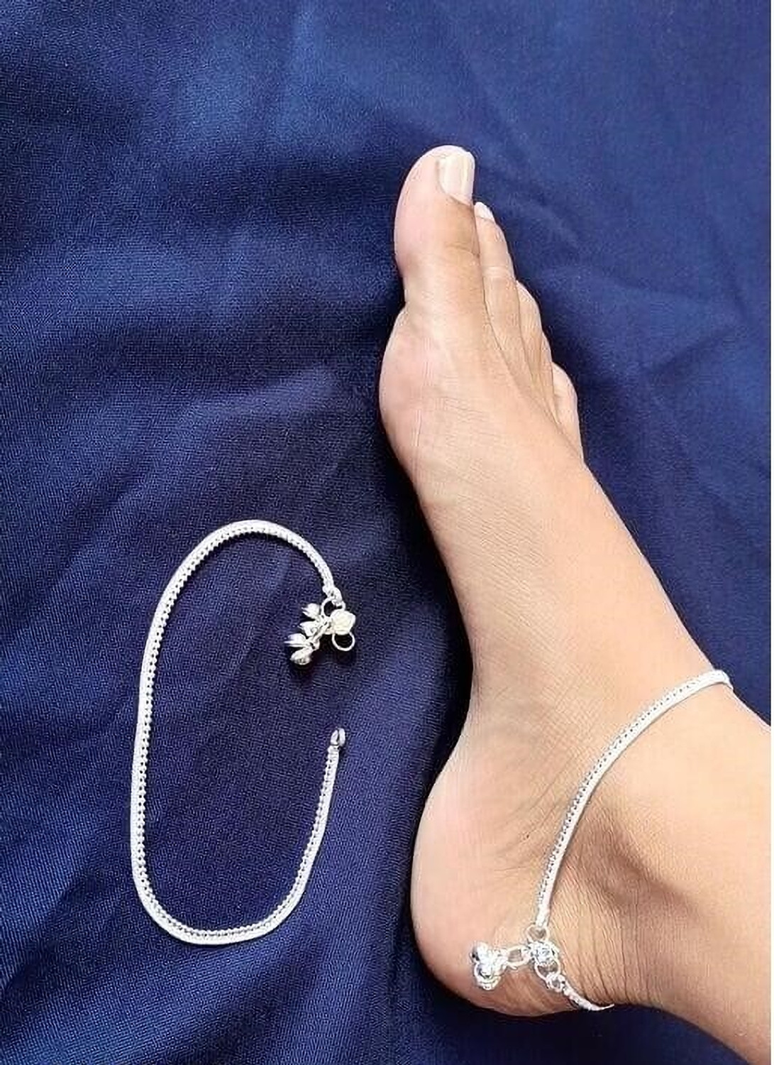 Image of Minkiya Sterling Silver with Jhalar & Mathri For Women's Party - Functions Wear Alloy Anklet