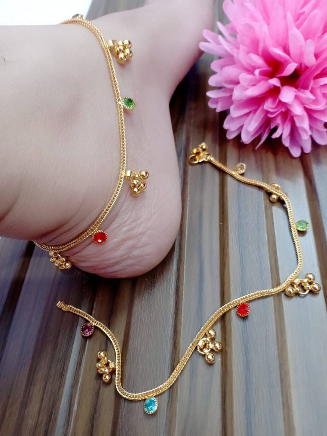 BRILLIANT BEADS JEWELS Alloy Anklet