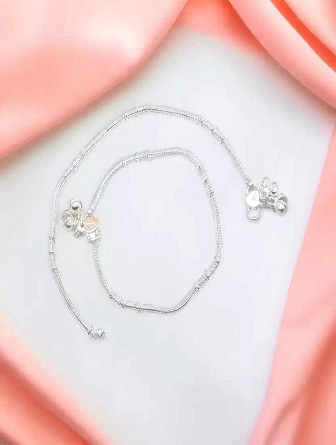 Image of BhoriwalAndSons Beautiful Silver Plated Bridal Payal For Women One Pair Alloy Anklet