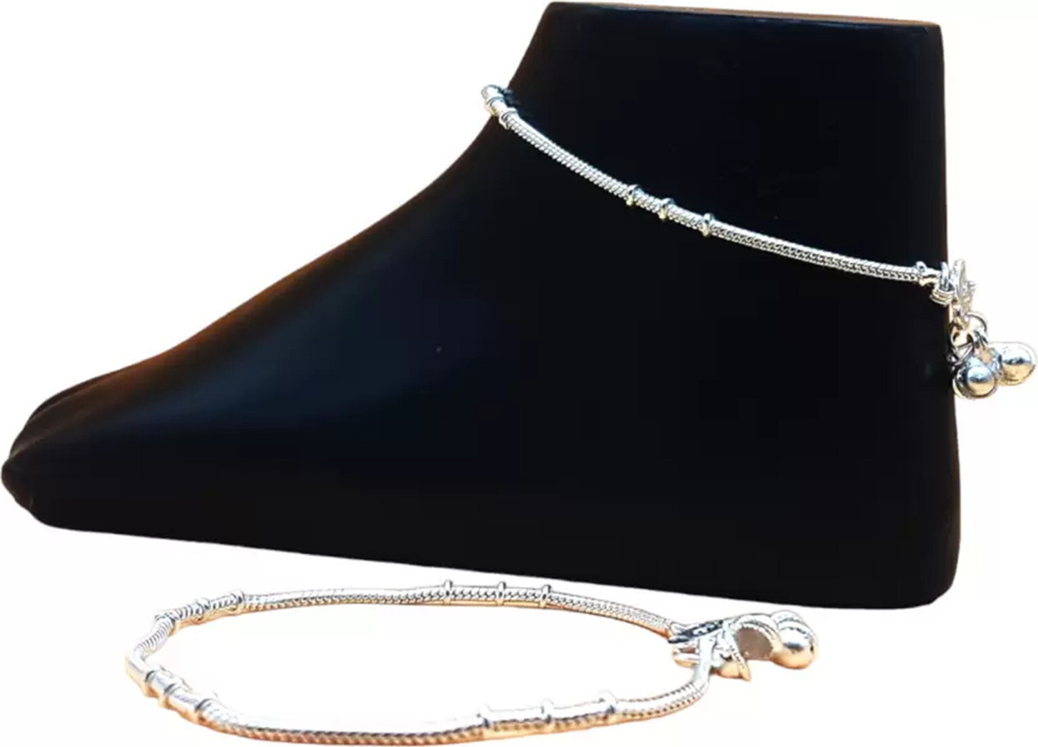Image of BhoriwalAndSons Beautiful Silver Plated Bridal Payal For Women One Pair Alloy Anklet