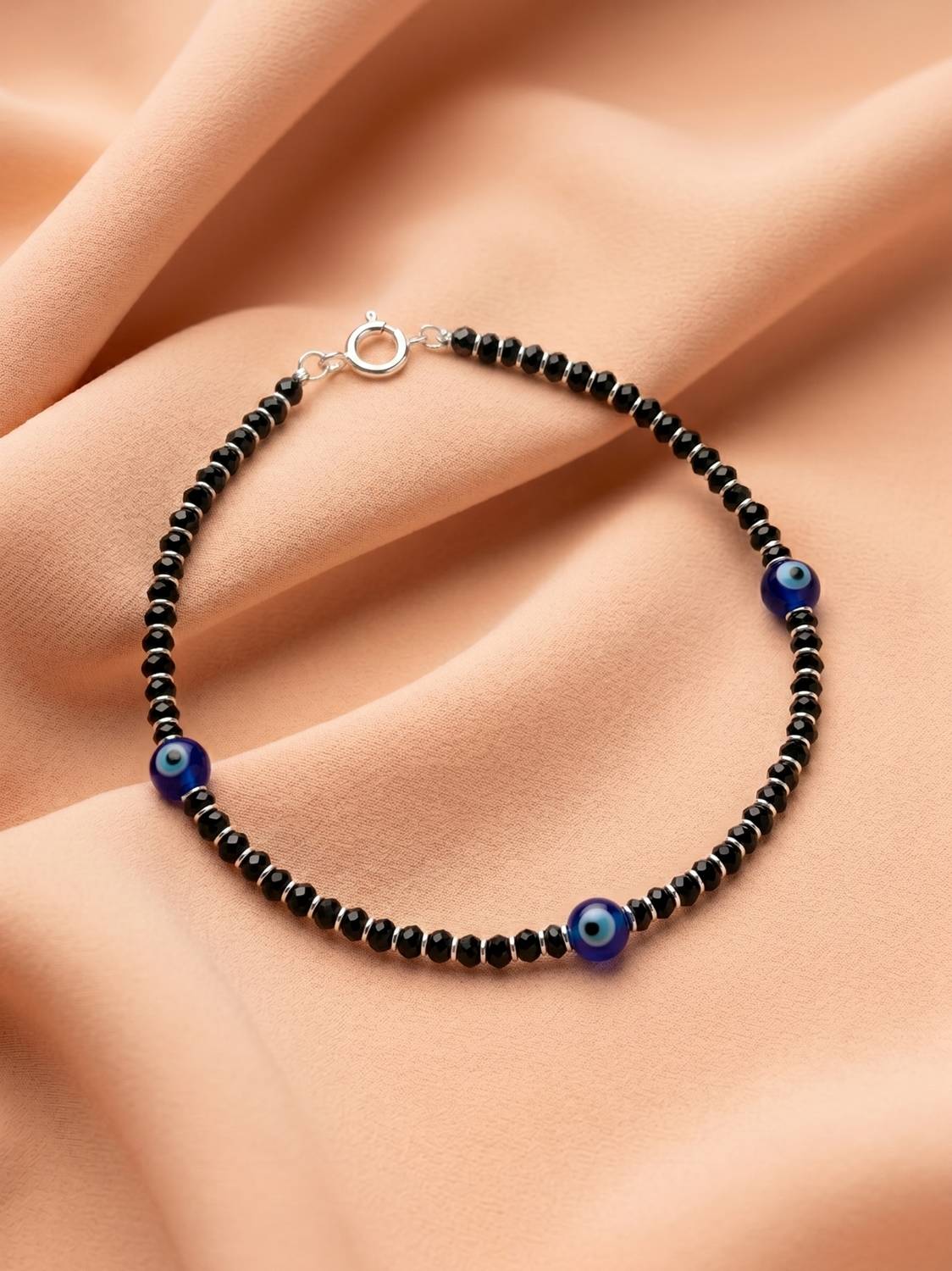 925 SILLER 925 Pure Silver Triple Evil Eye Nazariya Anklet Sterling Silver Anklet